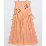 BIRDS EMBROIDERED DRESS PEACH