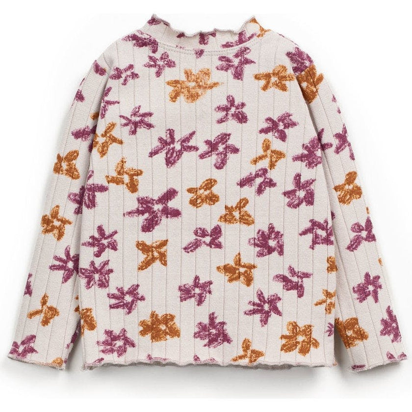 Ribbed Floral Print Long Sleeve