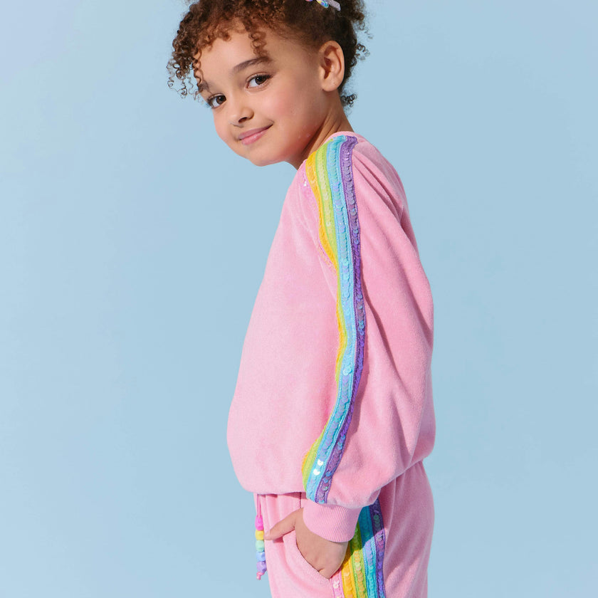 Pink Rainbow Sequin Stripe Short Set