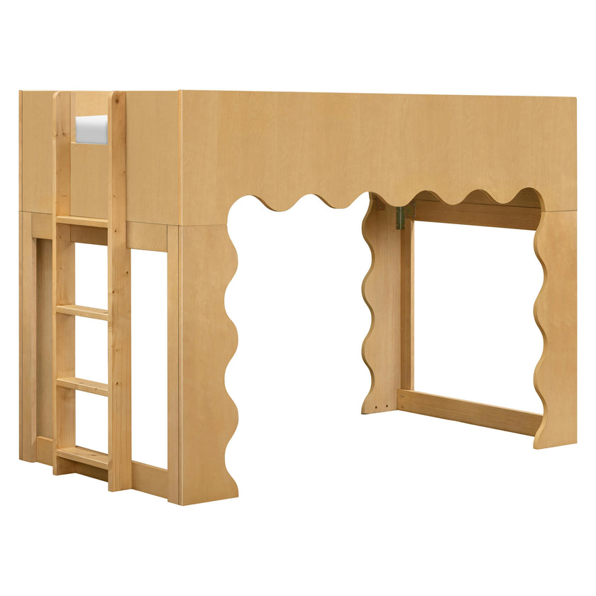 Lido Wave Convertible Low Loft Twin Bed in Honey