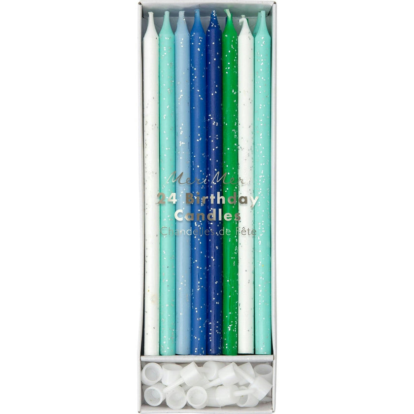 Blue & Green Glitter Candles