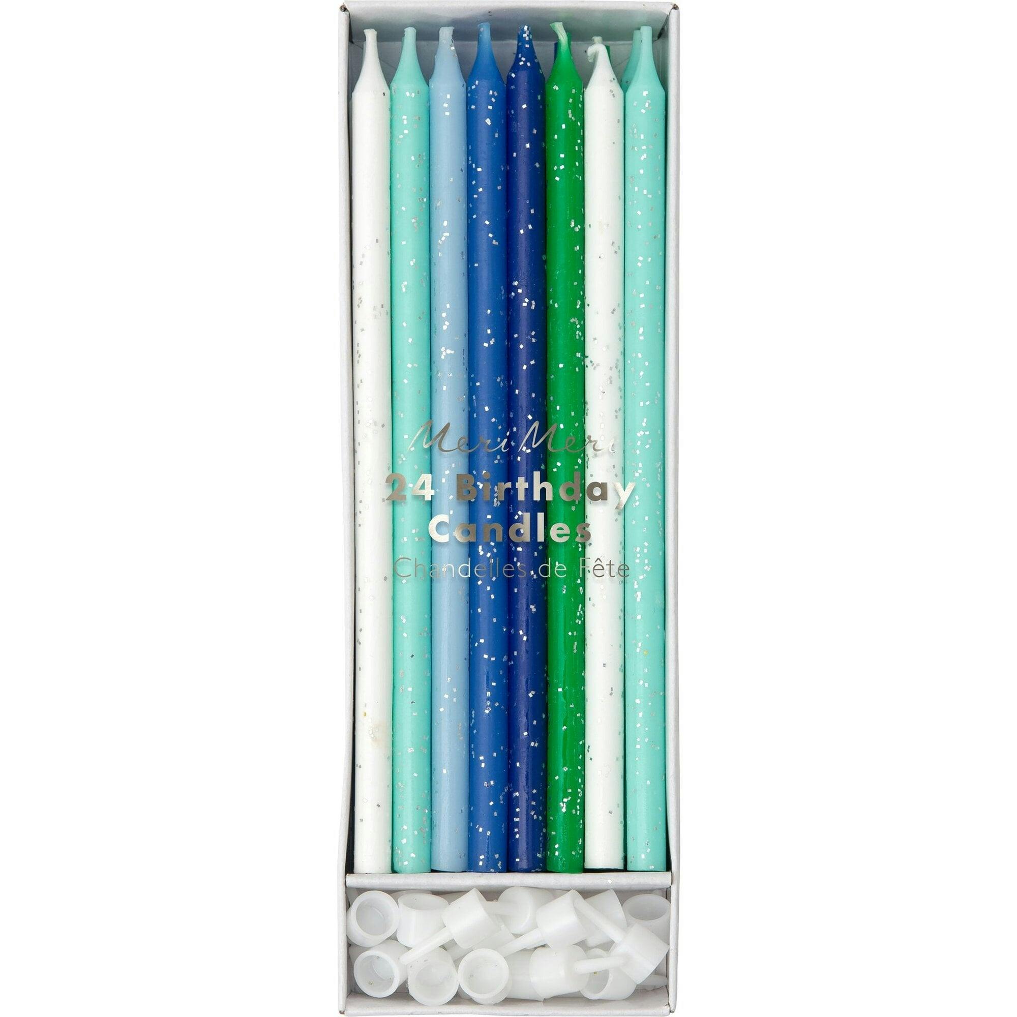Blue & Green Glitter Candles
