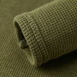 Olive Waffle Zipper Footed Romper