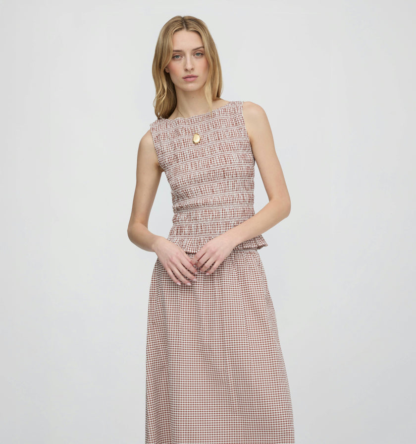 The Phoebe Nap Top - Cognac Gingham
