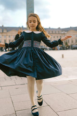 MARINE NAVY SMOCKED DRESS