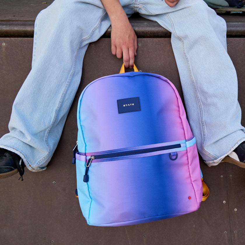 Kane Double Pocket Large Backpack, Blue/Pink Gradient