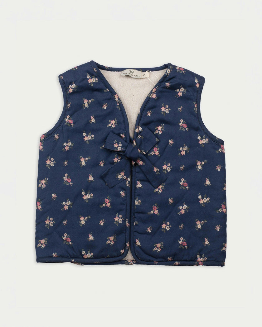 Lou Vest Jacket - Ditsy Bouquet Navy