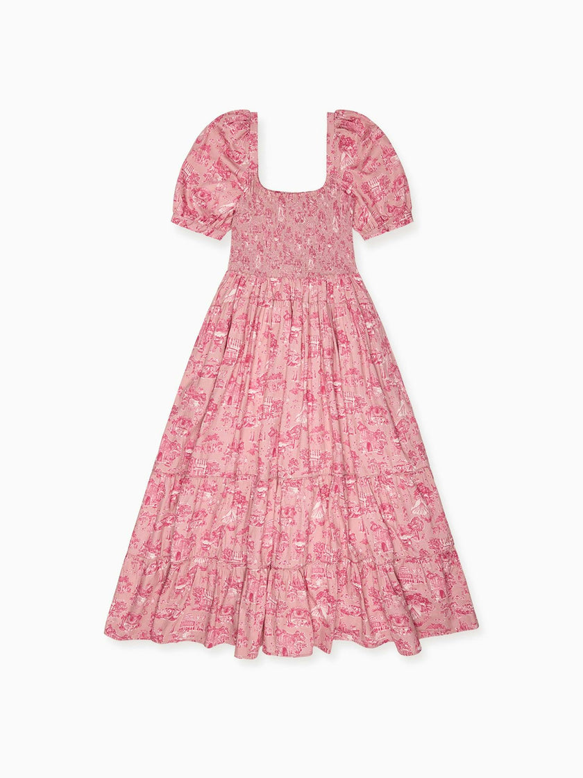 Nicky Hilton x La Coqueta Pink Toile de Jouy London Women Long Dress
