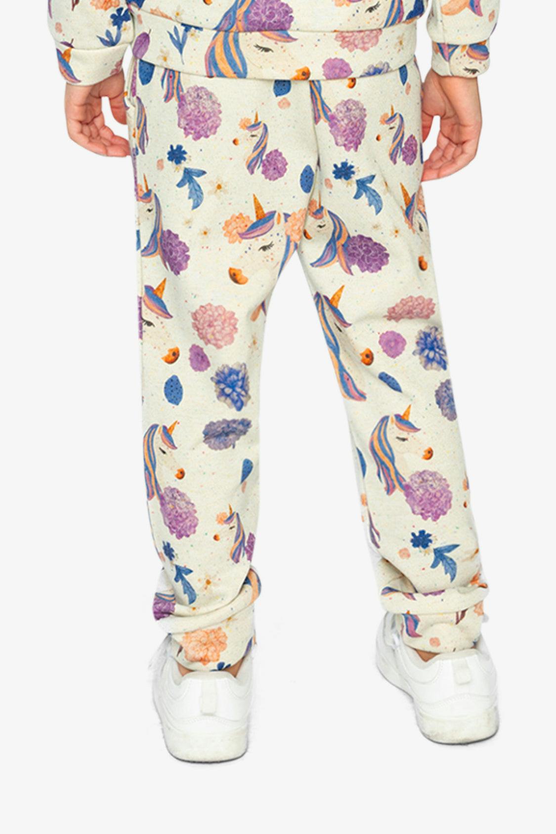 Sweatpants Beige Unicorn Print