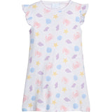Printed Angel Sleeve Dress - Sea Shells