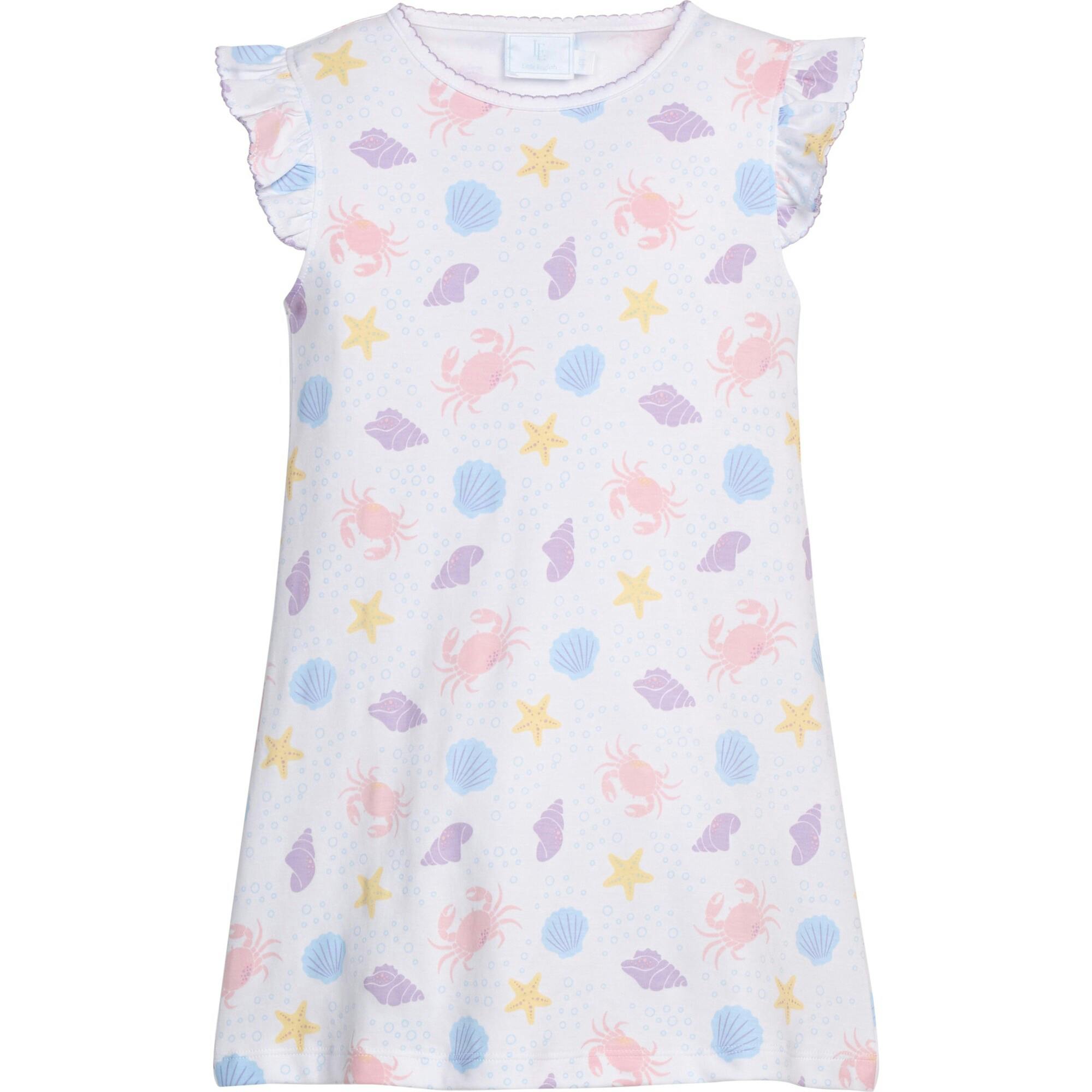 Printed Angel Sleeve Dress - Sea Shells