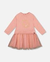 Bi-Material Dress with Mesh Skirt and