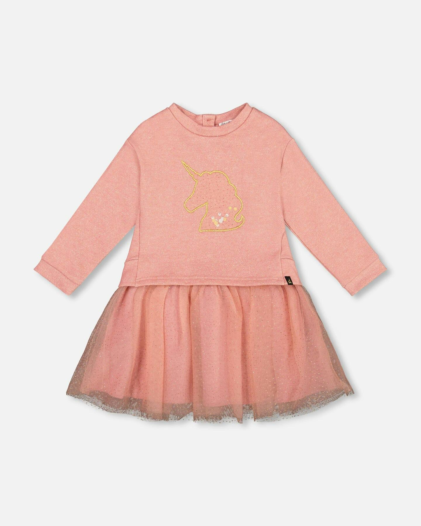 Bi-Material Dress with Mesh Skirt and