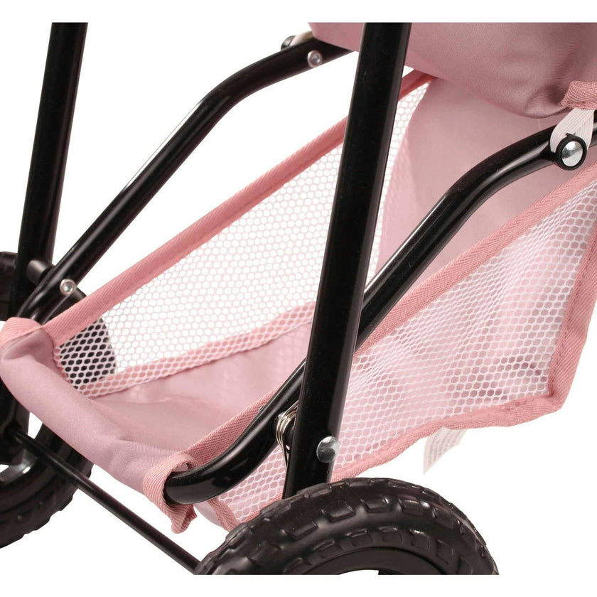 Gotz 3‑Wheel Doll Buggy “Soft Mood” – Compact Grey‑Pink Doll Stroller with Sunshade