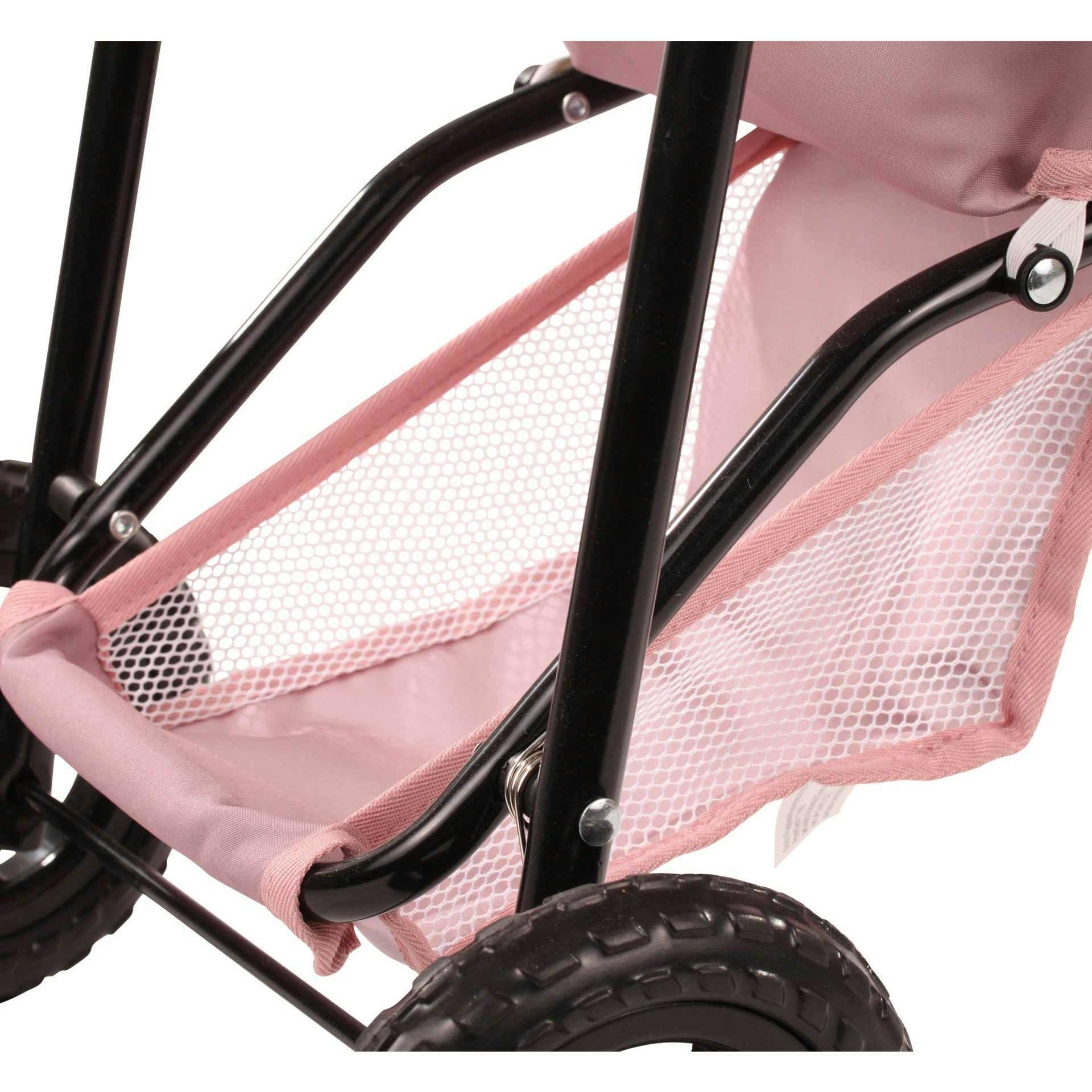 Gotz 3‑Wheel Doll Buggy “Soft Mood” – Compact Grey‑Pink Doll Stroller with Sunshade