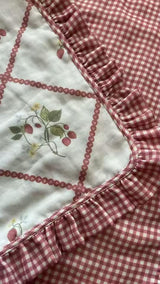 Ruby Strawberry Ruffle Quilt 6 Layer Gauze Blanket