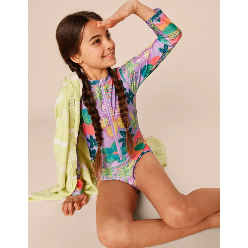 Long Sleeve One-Piece Swimsuit, Multi
