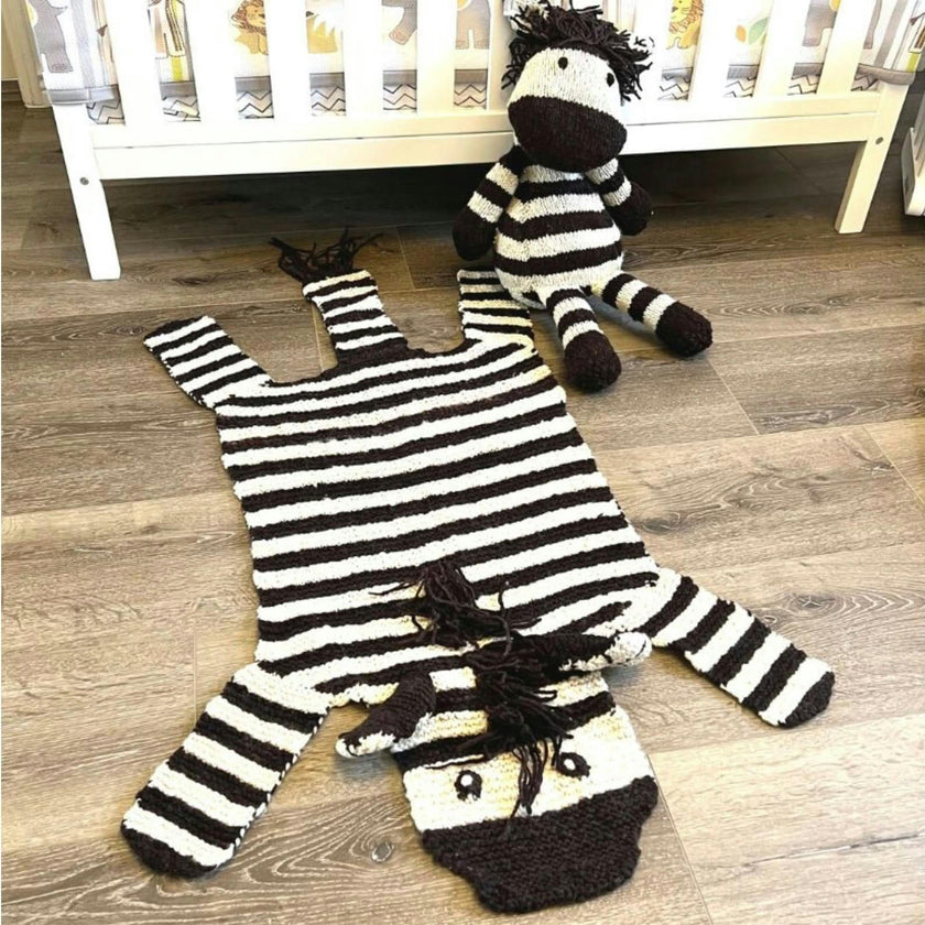 Organic Wool Play Mat + Nursery Rug  | Zebra