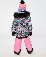 Two Piece Play Snowsuit Black Zebra Print With Pink Pants