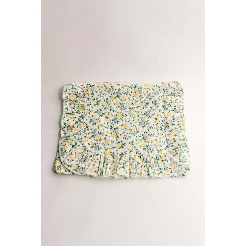 Buttercup Bloom Timeless Floral Ruffle Zipper Pouch