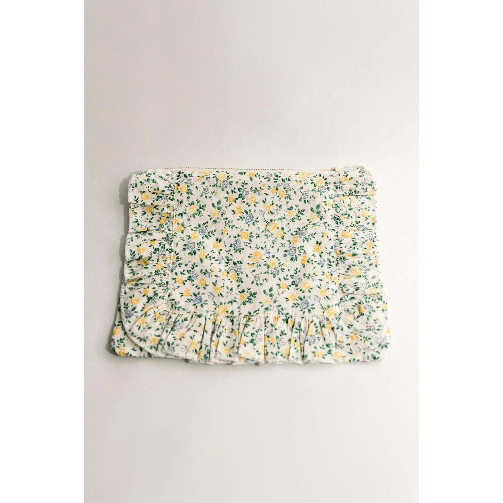 Buttercup Bloom Timeless Floral Ruffle Zipper Pouch