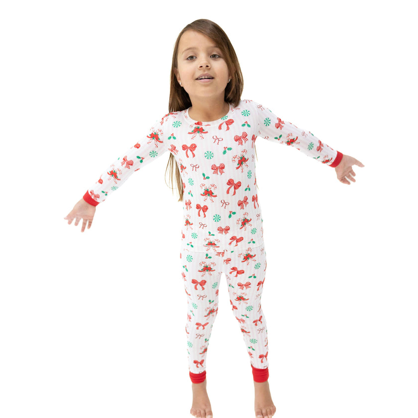 Bows & Candy Canes - Bamboo - Long Sleeve Loungewear Set