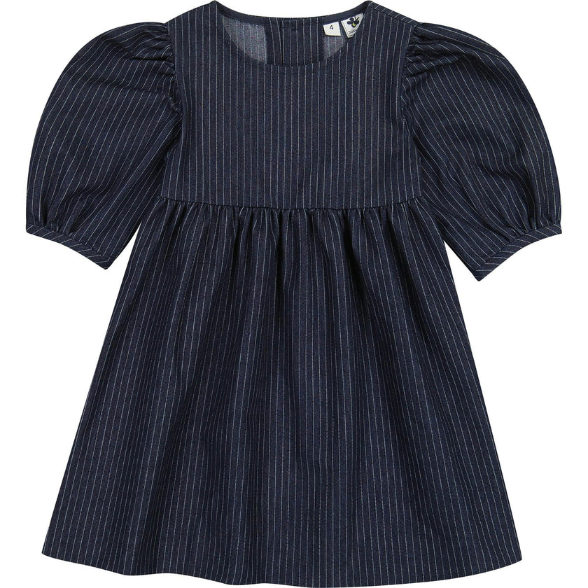 Nellie Striped Empire Seam 3-Quarter Bubble Sleeve Dress, Blue