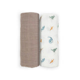 Organic Cotton Muslin Swaddle Blanket 2 Pack - Dino Driftwood (Walmart)