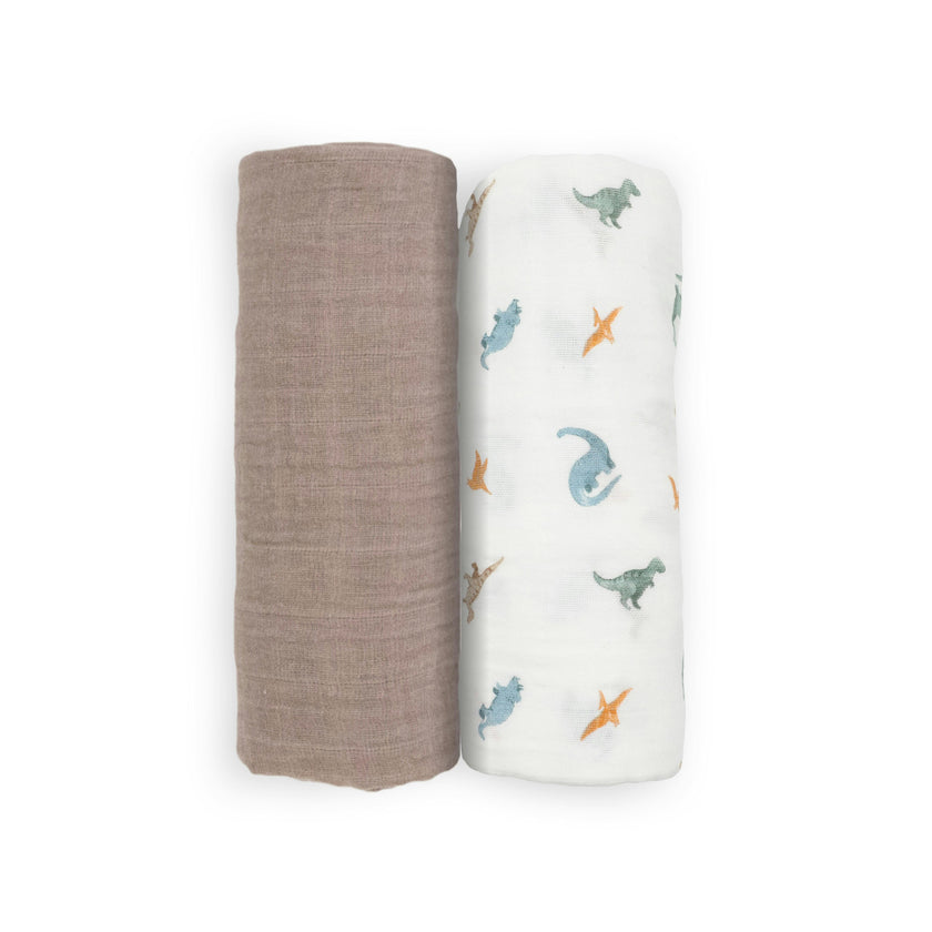 Organic Cotton Muslin Swaddle Blanket 2 Pack - Dino Driftwood (Walmart)