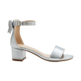 Silver Satin Banded Block Heels