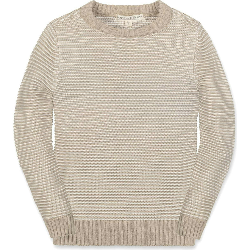 Organic Long Sleeve Crewneck Pullover Sweater, Beige