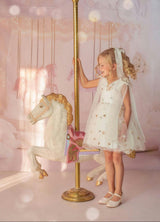 Stardust Embroidered White Tulle Party Dress