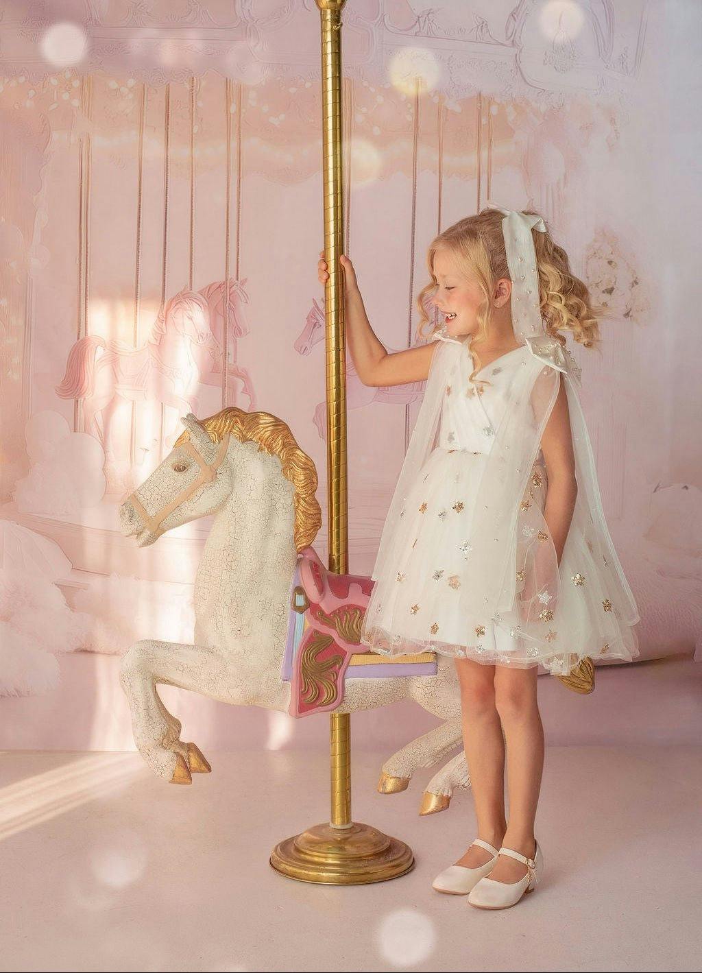 Stardust Embroidered White Tulle Party Dress