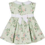 Organic Flutter Sleeve Sateen Dress with Peter Pan Collar, Green