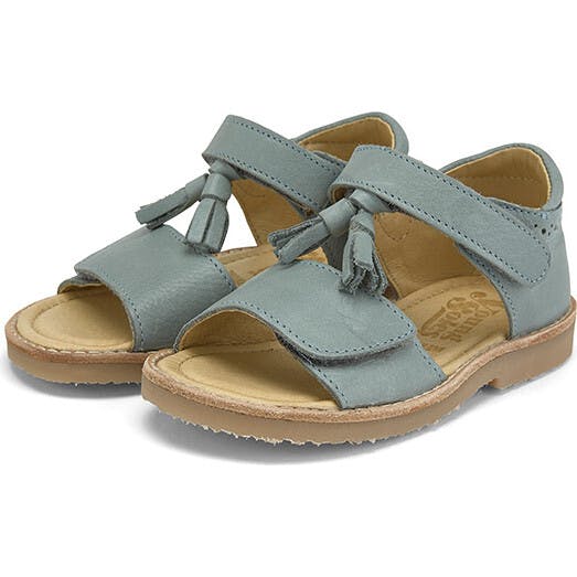 Flo Leather Velcro Tassel Sandal, Green
