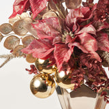 24 Karat Christmas - Gold Dust Poinsettia & Gold Ornament Ball Arrangement in Diamond Vase Holiday Centerpiece