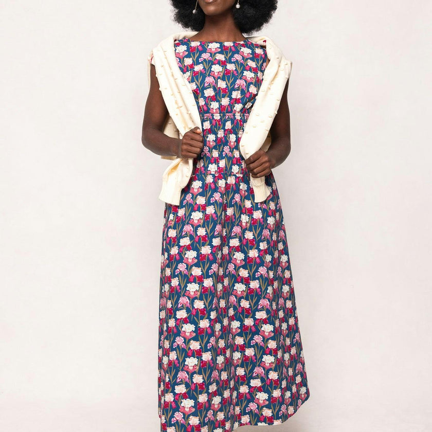 Carly Dress in Navy Pressed Petals