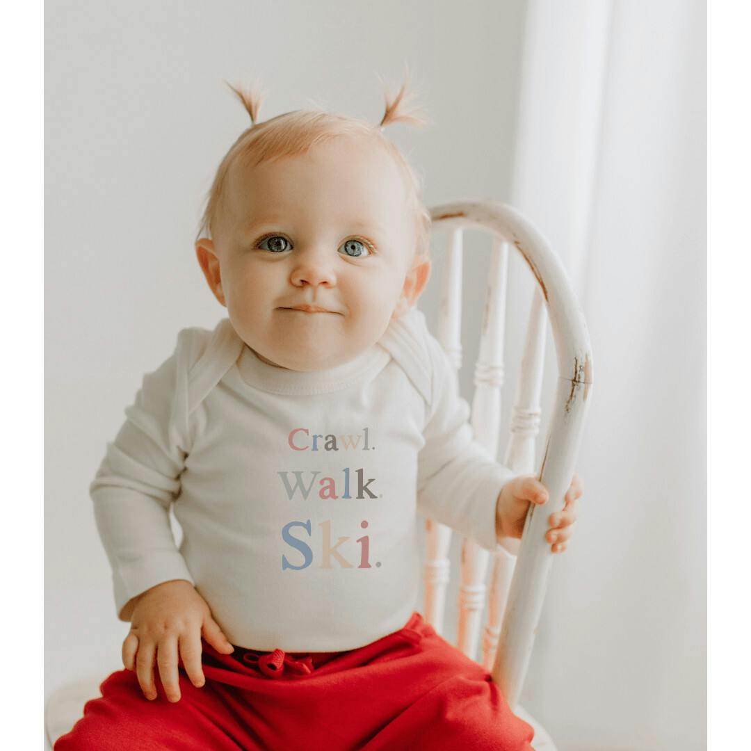long sleeve graphic bodysuit | crawl walk ski