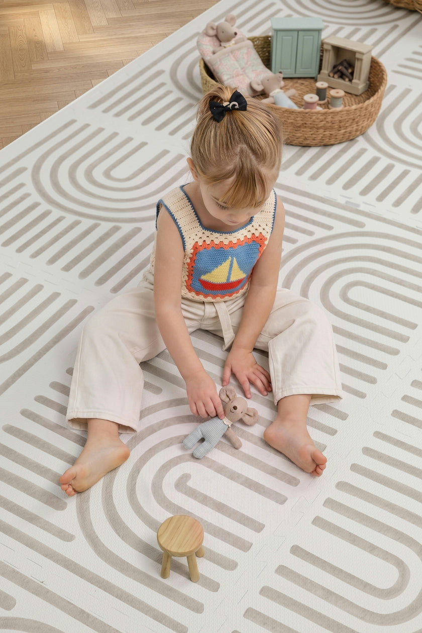 Premium Foam Haven Playmat | Linear, Putty | Toddlekind
