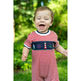 Stripe Knit Shortall With Nautical Applique