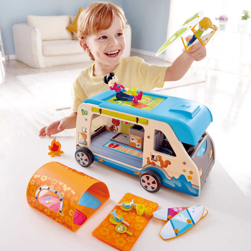 Adventure Camper Van Playset W/ Action Figures & Accessories