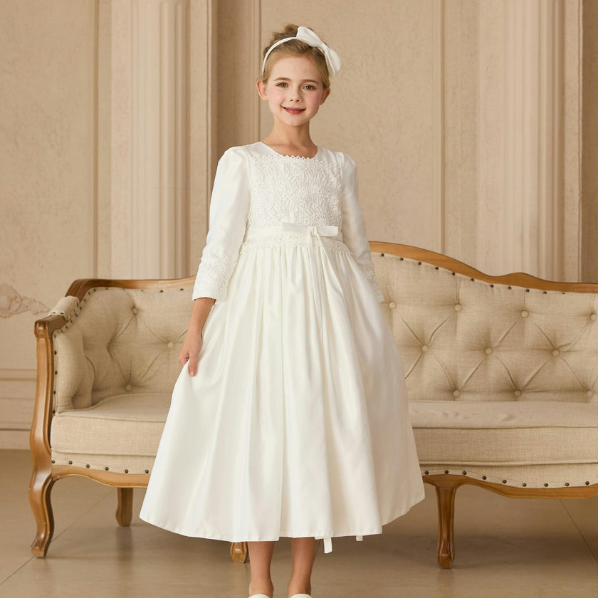 White Marindel Lace & Tulle Dress