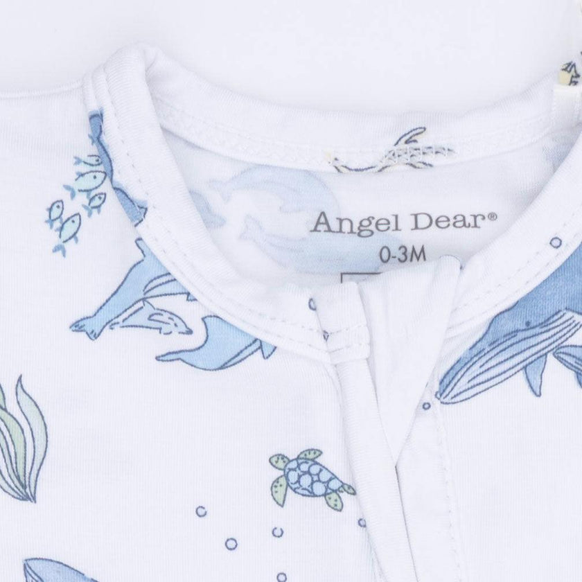 Watercolor Blue Whales - 2 Way Zipper Footie