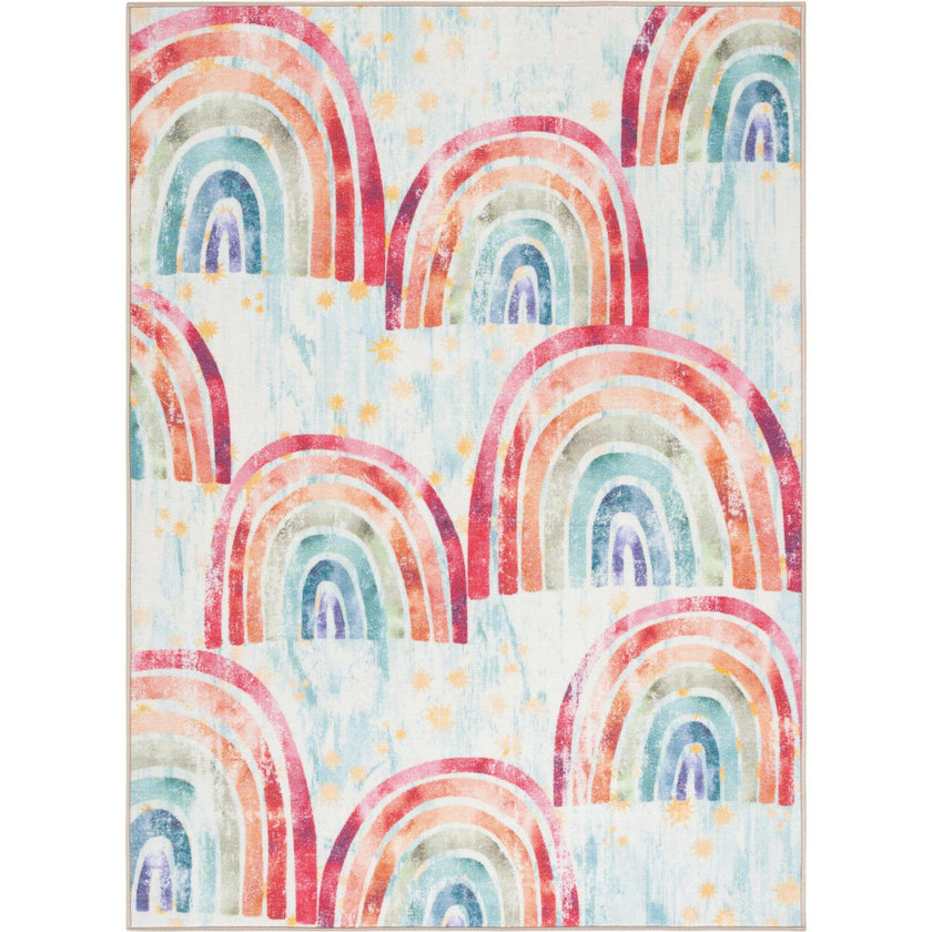 Kids Playhouse Rainbow Rug, Blue
