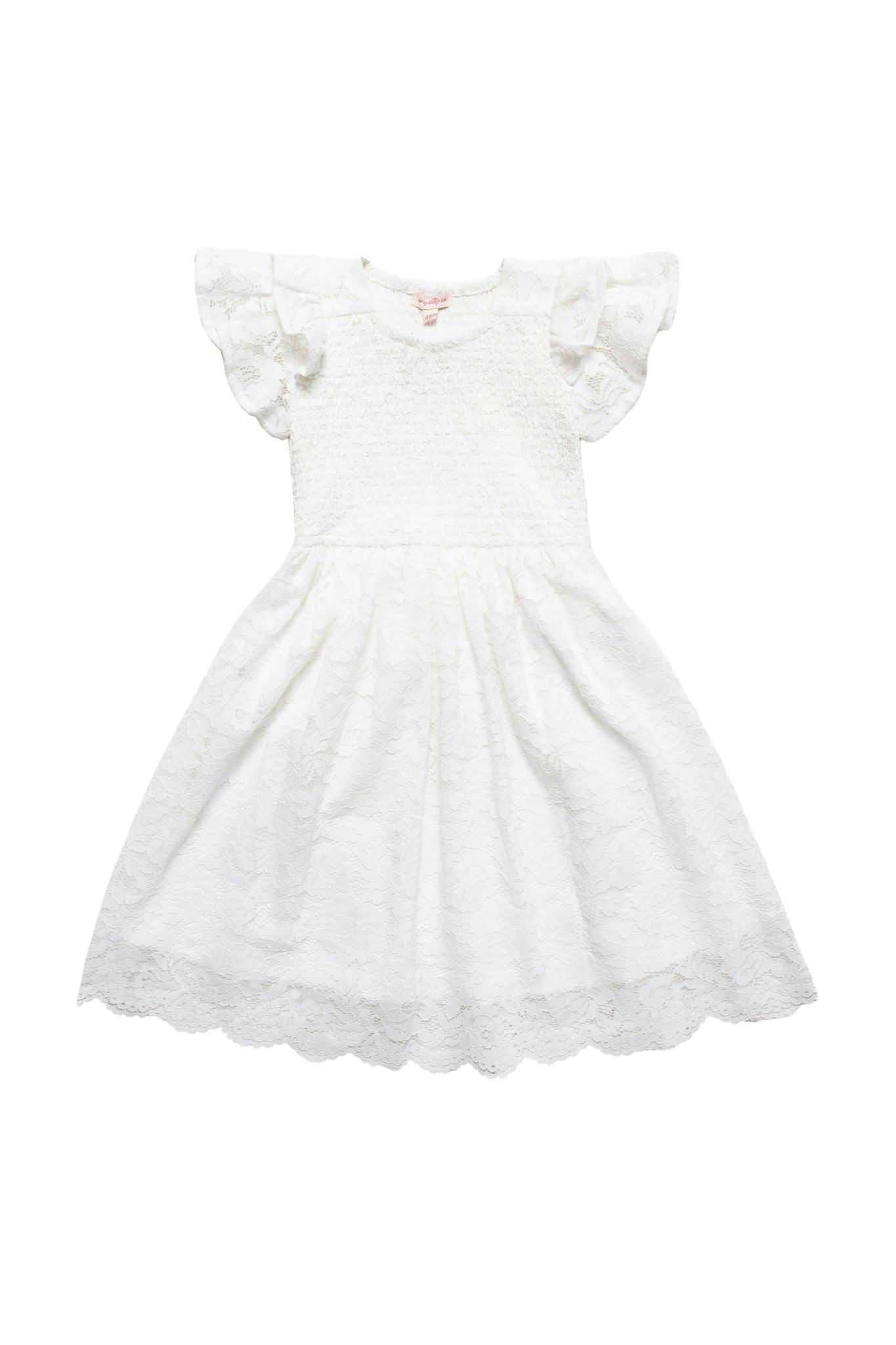 Mini Hattie Dress in White Lace