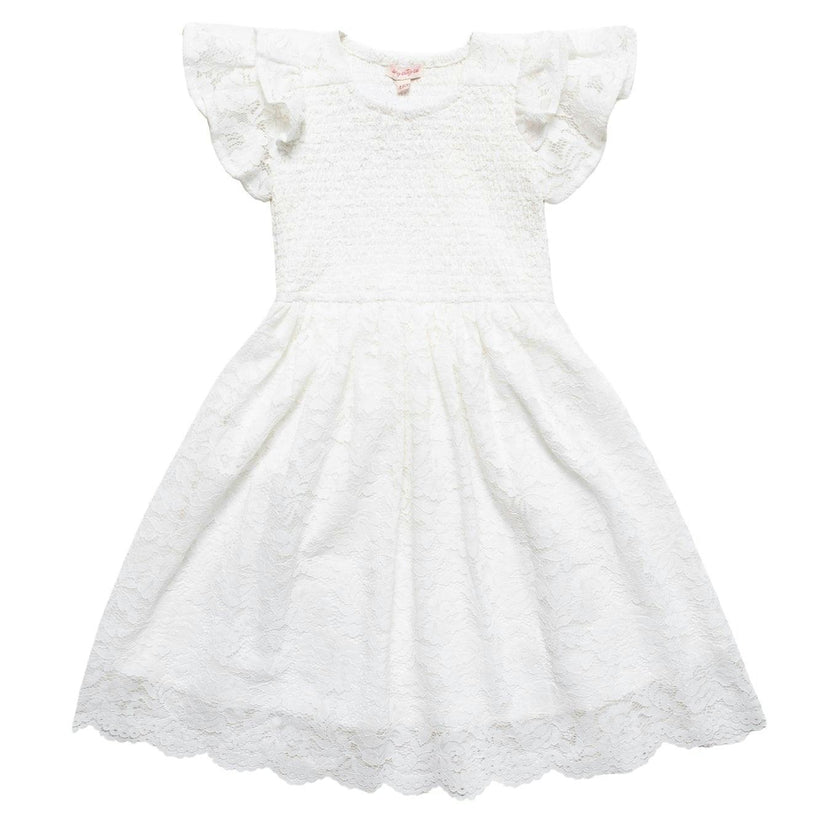 Mini Hattie Dress in White Lace