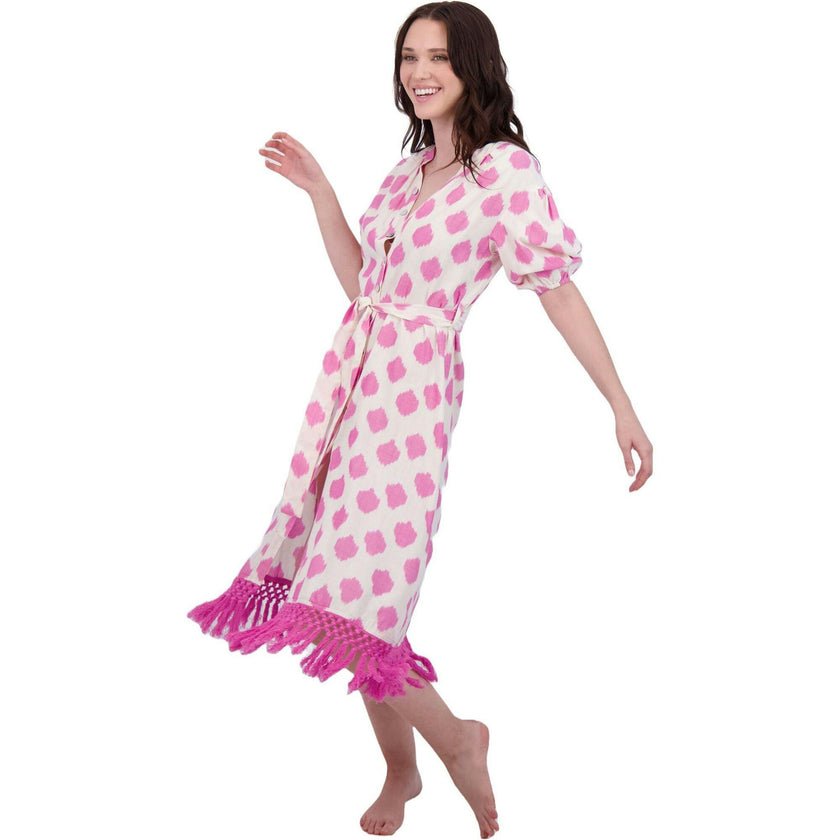 Eva Women's Ruffle Sundress Ikat, Pink