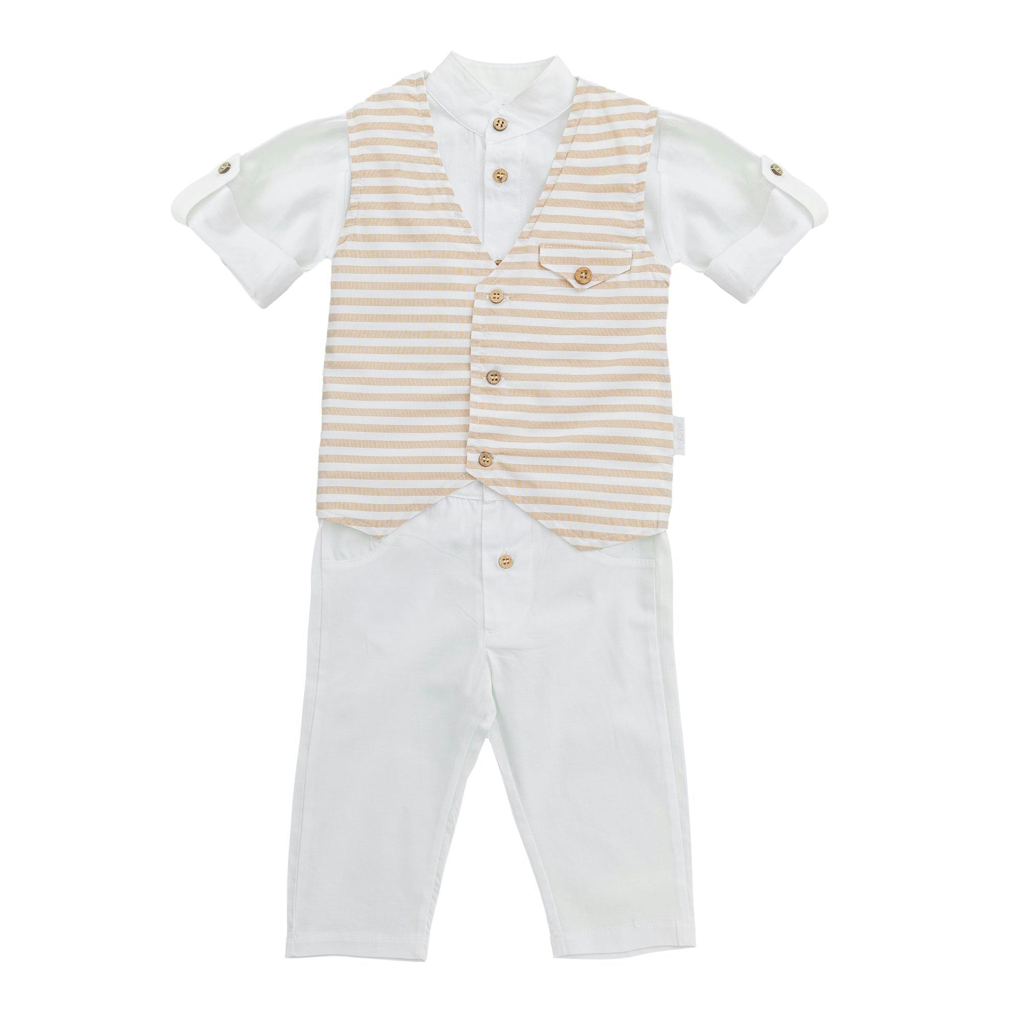 White 3pc Cool Dude Striped Outfit