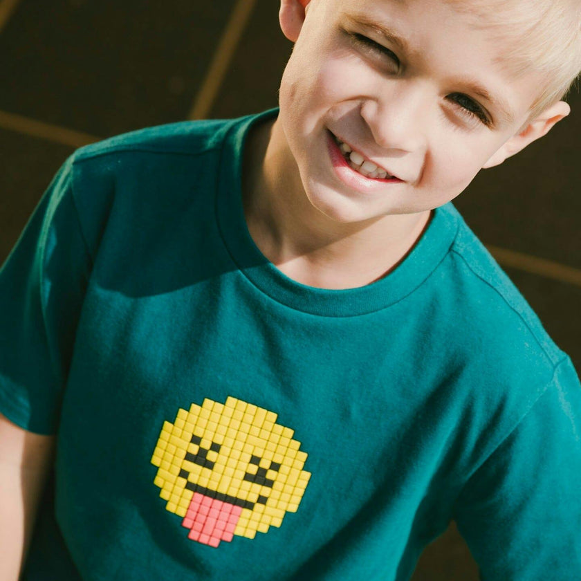 Organic Cotton Jersey T-Shirt With Print Dark Turquoise