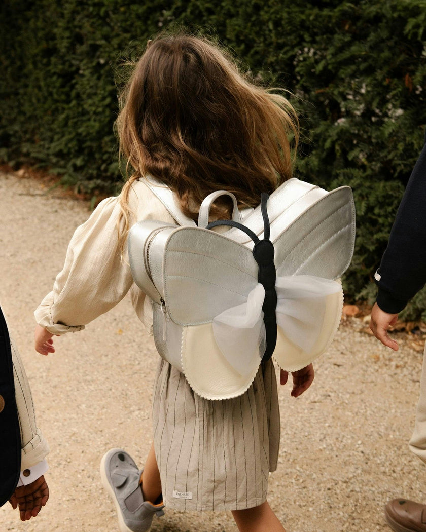 Alja Schoolbag | Vlinder | Silver Grey Metallic Leather
